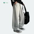 2026 Spring Breathable Heavy Duty Sand Wash Polyester/Cotton Knitted Pants Teenagers Casual Elastic Waist Drawstring Soft Pants