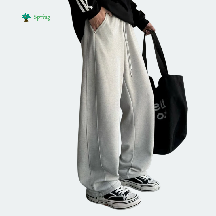 2026 Spring Breathable Heavy Duty Sand Wash Polyester/Cotton Knitted Pants Teenagers Casual Elastic Waist Drawstring Soft Pants
