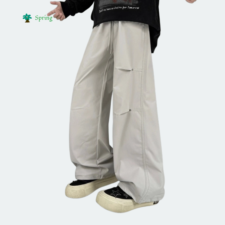 2026 Spring Heavy Duty Breathable Polyester/Cotton Knitted Pants Men Casual Elastic Waist Drawstring Closure Soft Pants