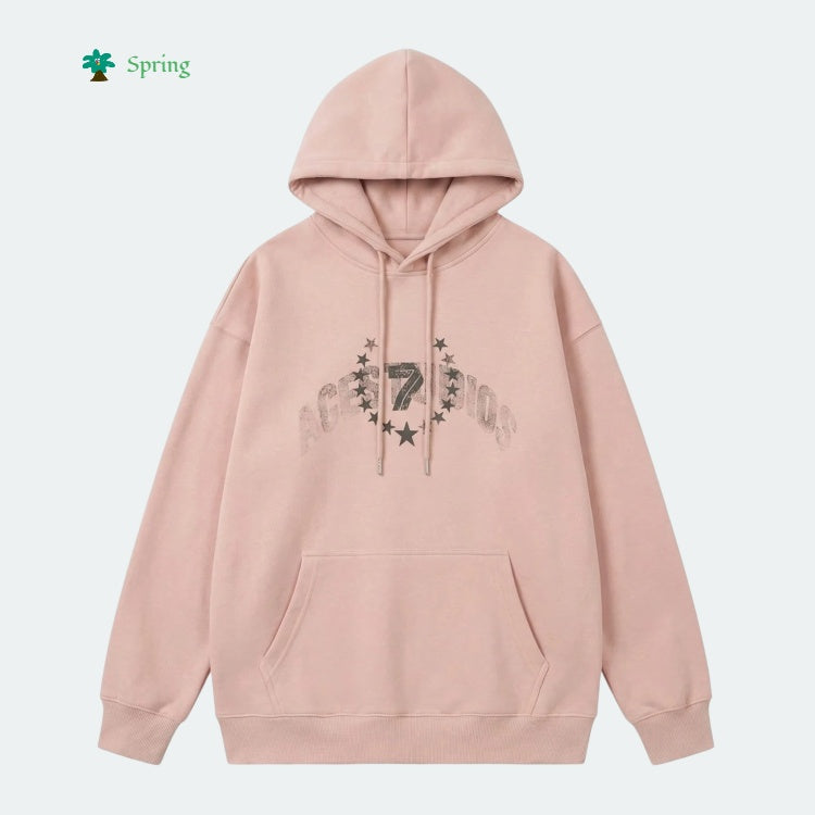 2026 Spring New Oversized Hoodie Raglan Sleeve Drop Shoulder Vintage College Style Casual Letter Breathable Sweatshirt Low MOQ