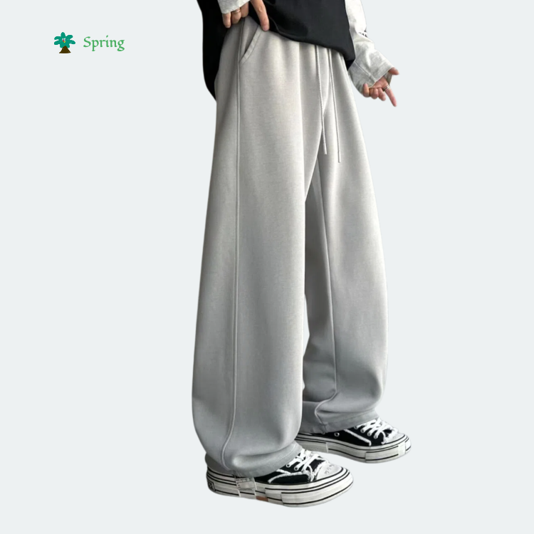 2026 Spring Preppy Style Side Stripe Knitted Breathable Polyester/Cotton Midweight Drawstring Casual Elastic Waist Sports Pants