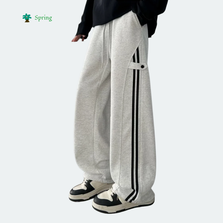 2026 Spring Preppy Style Sweatpants Breathable Polyester/Cotton Knitted Midweight School Uniform Essential Casual Elastic Pants