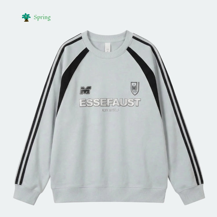 2026 Spring Trendy Casual Daily Woven Splicing Crew Neck Sweatshirt for Teenagers Custom Front Logo Small MOQ 4 Pieces Unisex