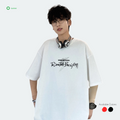 Men Summer Loose Knitted Digital Print Short-Sleeve T-Shirt Polyester/Cotton Breathable Casual Front Logo 120g