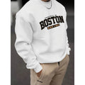 Men's Autumn Casual Crew Neck Hoodie Letter Print Polyester Knitted Fabric