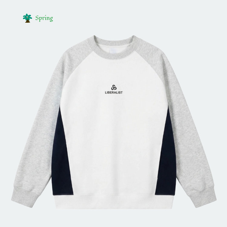 New Spring Autumn Men Pullover Crew Neck Solid Printed Breathable Regular Sleeve Sporty Comfortable Loose Fit Woven