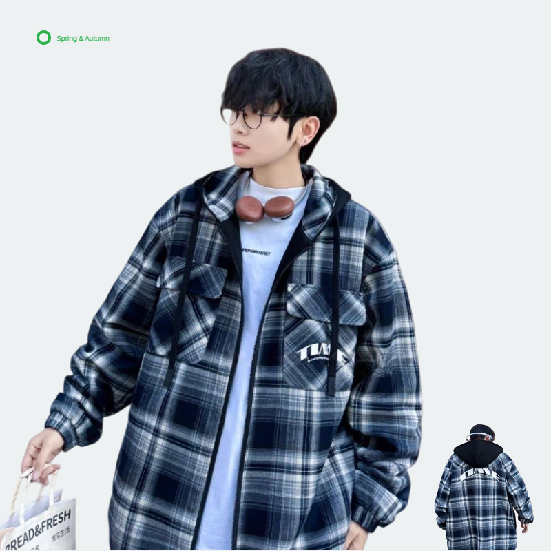 New Spring Men Hooded Reversible Solid Printed Knitted Breathable Regular Sleeve Sporty Comfortable Loose Fit Zipper